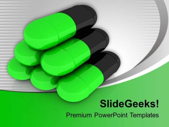 Pills Of Grey And Green Color PowerPoint Templates Ppt Backgrounds For Slides 0713