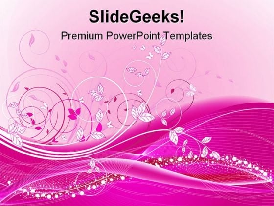 Pink Floral Abstract Beauty PowerPoint Template 0910