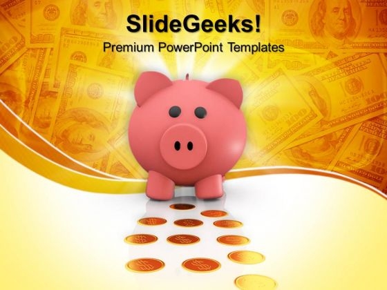 Pink Piggy Bank With Coins Golden PowerPoint Templates And PowerPoint Themes 0912 Pink Piggy Bank With Coins Golden PowerPoint Templates And PowerPoint Themes 0912