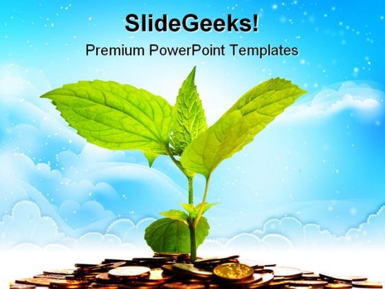 Plant And Coins Metaphor PowerPoint Background And Template 1210 Plant And Coins Metaphor PowerPoint Background And Template 1210