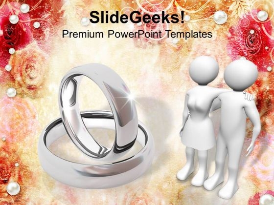 Platinum Wedding Rings And Couple PowerPoint Templates Ppt Backgrounds For Slides 0113