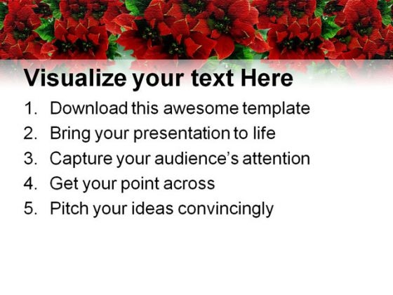 Poinsettias Christmas PowerPoint Template 0610 designed images