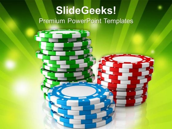 Poker Chips With Casino Theme PowerPoint Templates Ppt Backgrounds For Slides 0313