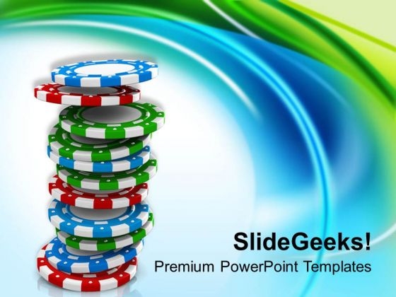 Poker Gambling Chips Entertainment PowerPoint Templates Ppt Backgrounds For Slides 0413
