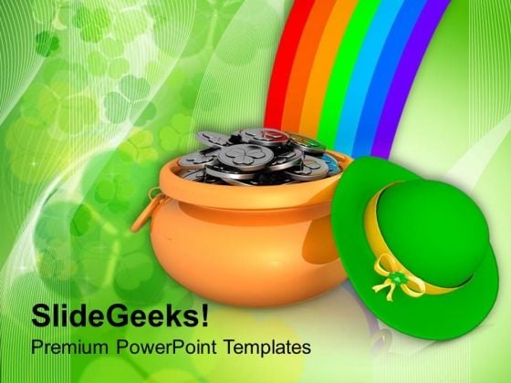 Pot Of Gold Coins With Rainbow Holiday PowerPoint Templates Ppt Backgrounds For Slides 0313 Pot Of Gold Coins With Rainbow Holiday PowerPoint Templates Ppt Backgrounds For Slides 0313