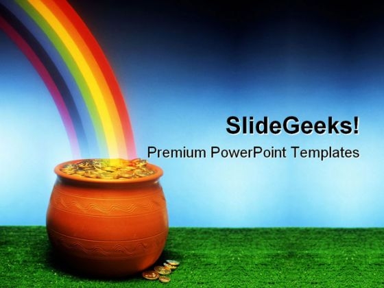 Pot Of Gold Metaphor PowerPoint Background And Template 1210 Pot Of Gold Metaphor PowerPoint Background And Template 1210