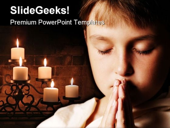 Praying Child Religion PowerPoint Template 0610