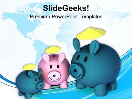 Protected Piggy Banks For Future Savings PowerPoint Templates Ppt Backgrounds For Slides 0513 Protected Piggy Banks For Future Savings PowerPoint Templates Ppt Backgrounds For Slides 0513