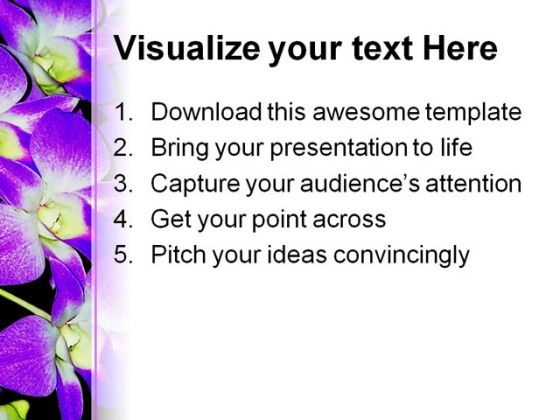Purple Orchid Nature PowerPoint Template 0610 customizable best