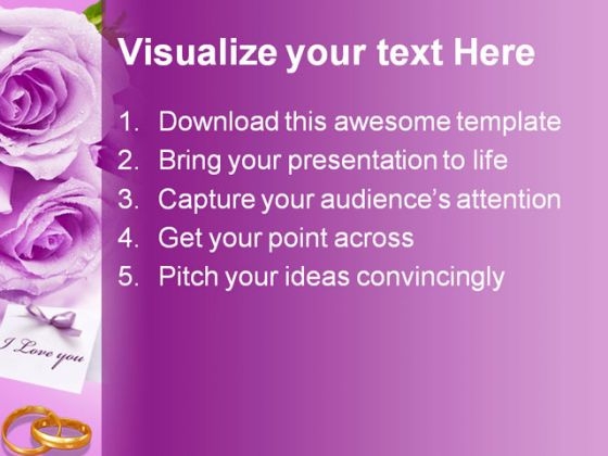 Purple Rose Wedding PowerPoint Template 0610 compatible best