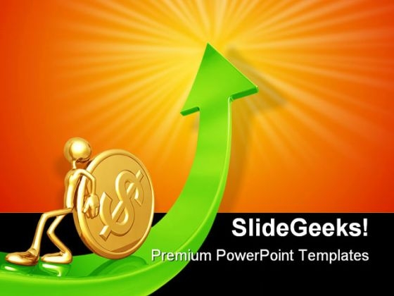 Pushing Gold Dollar Coin Up Business PowerPoint Themes And PowerPoint Slides 0411 Pushing Gold Dollar Coin Up Business PowerPoint Themes And PowerPoint Slides 0411