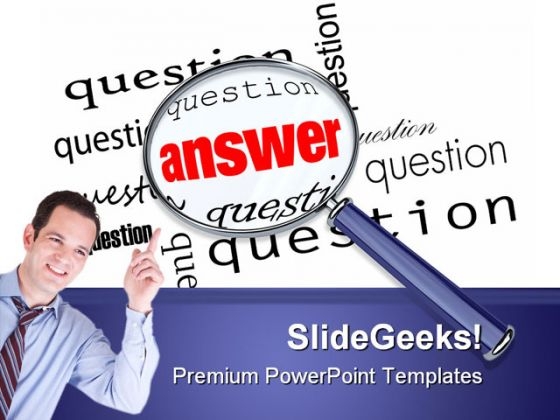 Questions And Answers Magnifier Business Template 1010