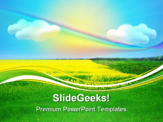 Rainbow Under Field Nature PowerPoint Templates And PowerPoint Backgrounds 0611 Rainbow Under Field Nature PowerPoint Templates And PowerPoint Backgrounds 0611