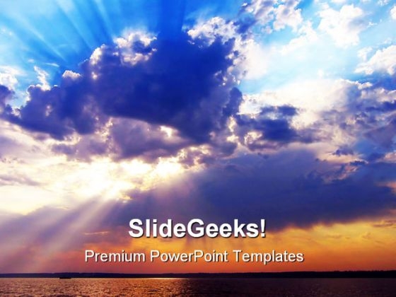 Rays From Clouds Nature PowerPoint Template 1110 Rays From Clouds Nature PowerPoint Template 1110