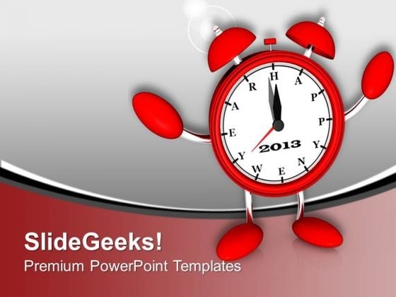 Red Alarm Clock Midnight New Year PowerPoint Templates Ppt Backgrounds For Slides 0113 Red Alarm Clock Midnight New Year PowerPoint Templates Ppt Backgrounds For Slides 0113