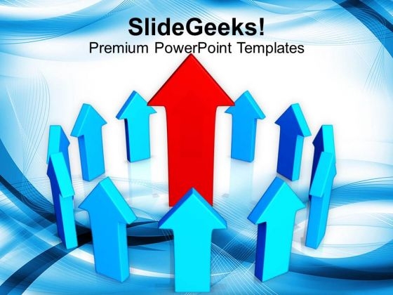 Red Arrow Leader Of Blue Arrows PowerPoint Templates Ppt Backgrounds For Slides 0213 Red Arrow Leader Of Blue Arrows PowerPoint Templates Ppt Backgrounds For Slides 0213