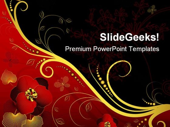 Red Black And Golden Floral Background PowerPoint Templates And PowerPoint Backgrounds 0411