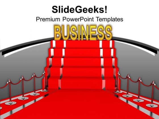 Red Carpet Displaying Business Prestige PowerPoint Templates Ppt Backgrounds For Slides 0213