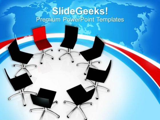 Red Chair Among Black Chairs Leadership Concept PowerPoint Templates Ppt Backgrounds For Slides 0213 Red Chair Among Black Chairs Leadership Concept PowerPoint Templates Ppt Backgrounds For Slides 0213