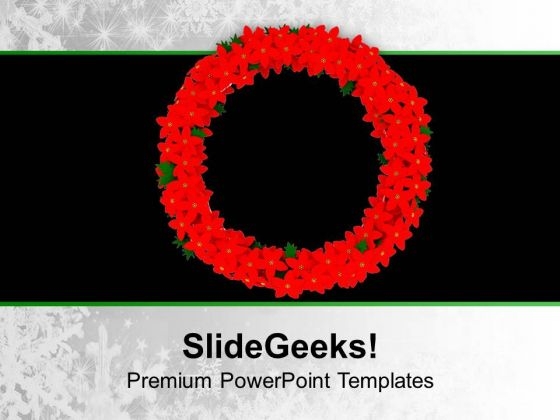 Red Christmas Wreath In Red Colour PowerPoint Templates Ppt Backgrounds For Slides 1212 Red Christmas Wreath In Red Colour PowerPoint Templates Ppt Backgrounds For Slides 1212