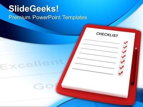 Red Clipboard With Blank Checklist PowerPoint Templates Ppt Backgrounds For Slides 0213