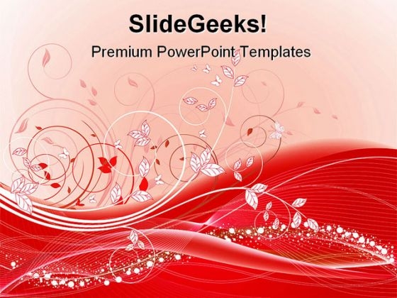 Red Floral Abstract Beauty PowerPoint Template 0910 Red Floral Abstract Beauty PowerPoint Template 0910