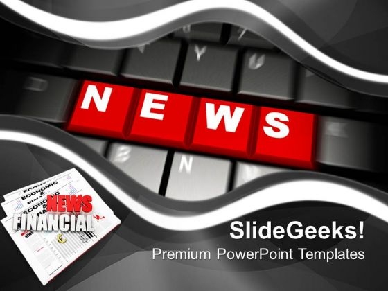Red News Word On Keyboard PowerPoint Templates Ppt Backgrounds For Slides 0113
