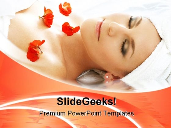 Red Petals Spa With Water Beauty PowerPoint Themes And PowerPoint Slides 0311
