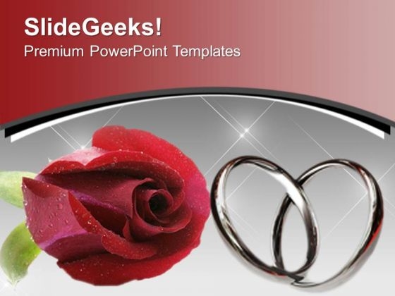 Red Rose With Wedding Rings Flower PowerPoint Templates Ppt Backgrounds For Slides 0613