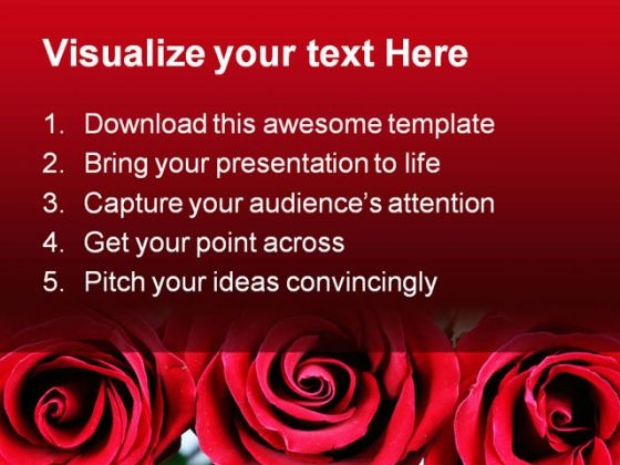 Red Roses Beauty PowerPoint Template 0610 customizable good