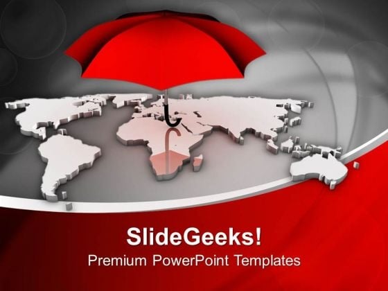 Red Umbrella Shows Danger On World PowerPoint Templates Ppt Backgrounds For Slides 0313 Red Umbrella Shows Danger On World PowerPoint Templates Ppt Backgrounds For Slides 0313