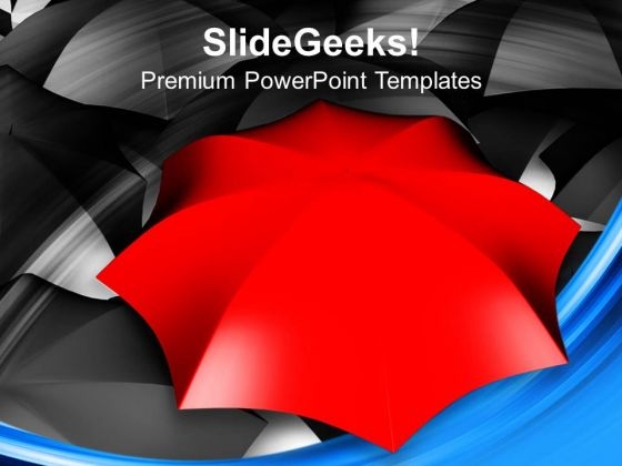 Red Umbrella Unique In Black Umbrellas PowerPoint Templates Ppt Backgrounds For Slides 0213 Red Umbrella Unique In Black Umbrellas PowerPoint Templates Ppt Backgrounds For Slides 0213