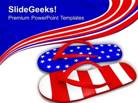 Red White And Blue Flip Flop Sandals PowerPoint Templates Ppt Backgrounds For Slides 0513 Red White And Blue Flip Flop Sandals PowerPoint Templates Ppt Backgrounds For Slides 0513