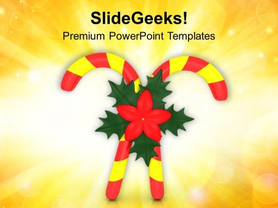 Red Yellow Candy Cane With Red Flower PowerPoint Templates Ppt Backgrounds For Slides 1212 Red Yellow Candy Cane With Red Flower PowerPoint Templates Ppt Backgrounds For Slides 1212