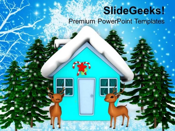Reindeers And Pine Tree Winter Holidays PowerPoint Templates Ppt Backgrounds For Slides 1212 Reindeers And Pine Tree Winter Holidays PowerPoint Templates Ppt Backgrounds For Slides 1212