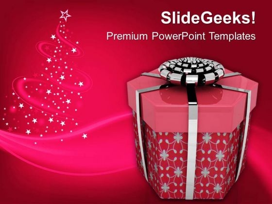 Render Of Christmas Gift PowerPoint Template 1113 Render Of Christmas Gift PowerPoint Template 1113