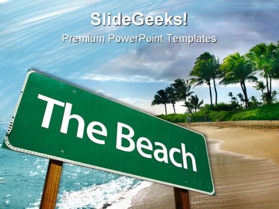 Road Sign Beach PowerPoint Themes And PowerPoint Slides 0711 Road Sign Beach PowerPoint Themes And PowerPoint Slides 0711