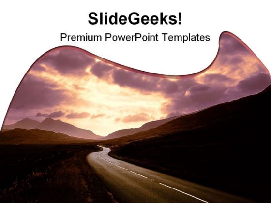 Road Through Mountains Sunset Nature PowerPoint Themes And PowerPoint Slides 0811 Road Through Mountains Sunset Nature PowerPoint Themes And PowerPoint Slides 0811