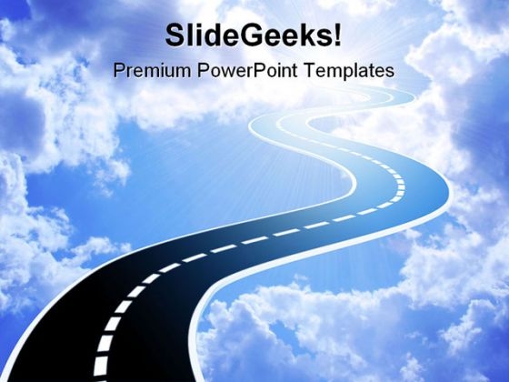 Road To Sky Success PowerPoint Template 0910 Road To Sky Success PowerPoint Template 0910