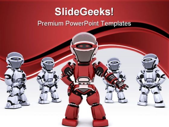 Robot Leading Team Leadership PowerPoint Templates And PowerPoint Backgrounds 0711 Robot Leading Team Leadership PowerPoint Templates And PowerPoint Backgrounds 0711