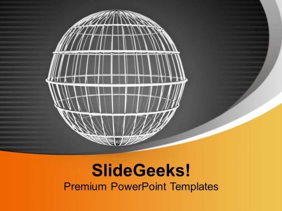 Round Silver Cage On Black Background PowerPoint Templates Ppt Backgrounds For Slides 0313