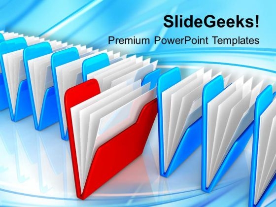 Row Of File Folders Computer PowerPoint Templates Ppt Backgrounds For Slides 0213