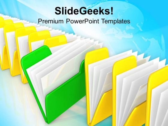 Row Of Folders With Files PowerPoint Templates Ppt Backgrounds For Slides 0113