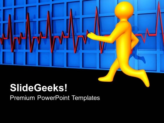 Running Man With Heart Beat Medical PowerPoint Templates Ppt Backgrounds For Slides 0313 Running Man With Heart Beat Medical PowerPoint Templates Ppt Backgrounds For Slides 0313