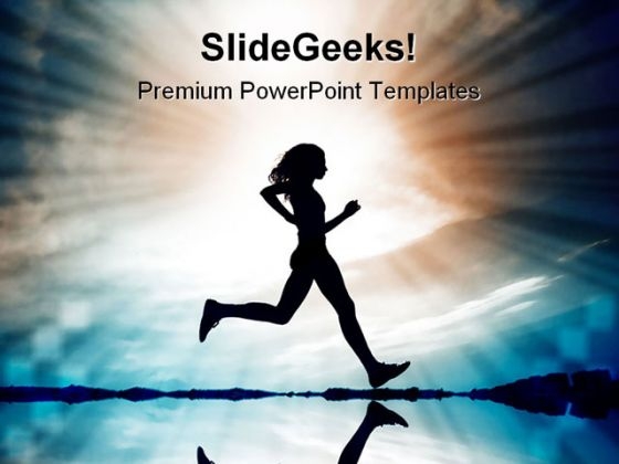 Running Silhouete Beach PowerPoint Templates And PowerPoint Backgrounds 0411