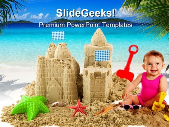Sandcastle Beach PowerPoint Backgrounds And Templates 0111 Sandcastle Beach PowerPoint Backgrounds And Templates 0111