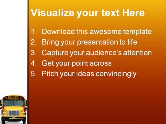 School Bus Transportation PowerPoint Template 0810 customizable slides