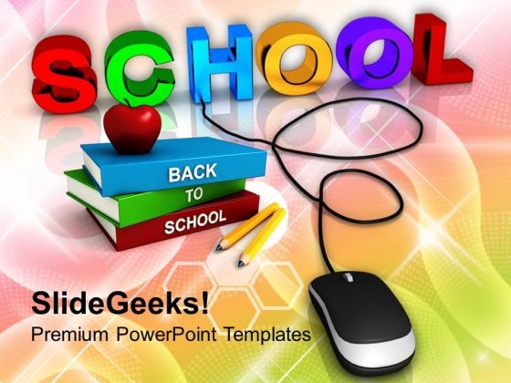 School With Computer Mouse Education Concept PowerPoint Templates Ppt Backgrounds For Slides 0113