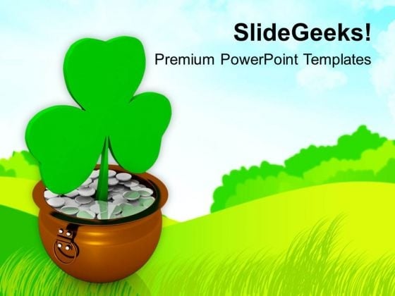 Shamrock Symbol On Green Background PowerPoint Templates Ppt Backgrounds For Slides 0313 Shamrock Symbol On Green Background PowerPoint Templates Ppt Backgrounds For Slides 0313