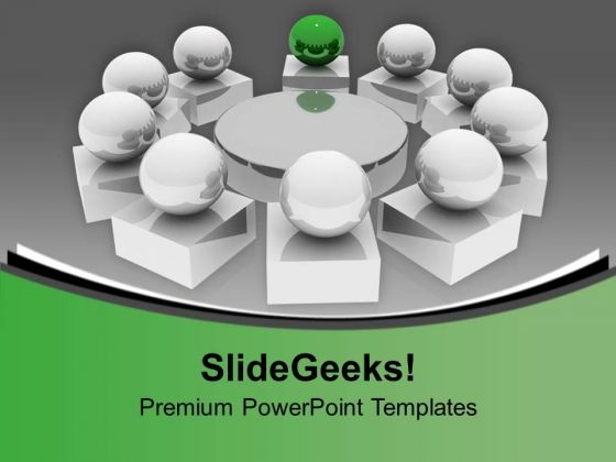 Silver Balls Around Circle Green Leader PowerPoint Templates Ppt Backgrounds For Slides 0213 Silver Balls Around Circle Green Leader PowerPoint Templates Ppt Backgrounds For Slides 0213